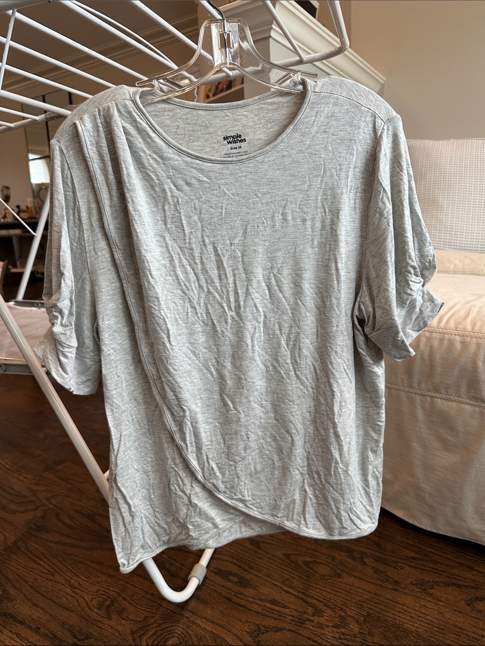 Simple Wishes Light Gray Women’s Short Sleeve Nursing Top
